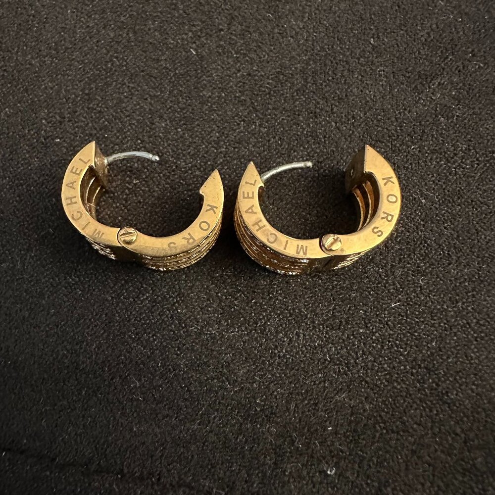 Michael Kors "rose gold & crystal" hoop earrings